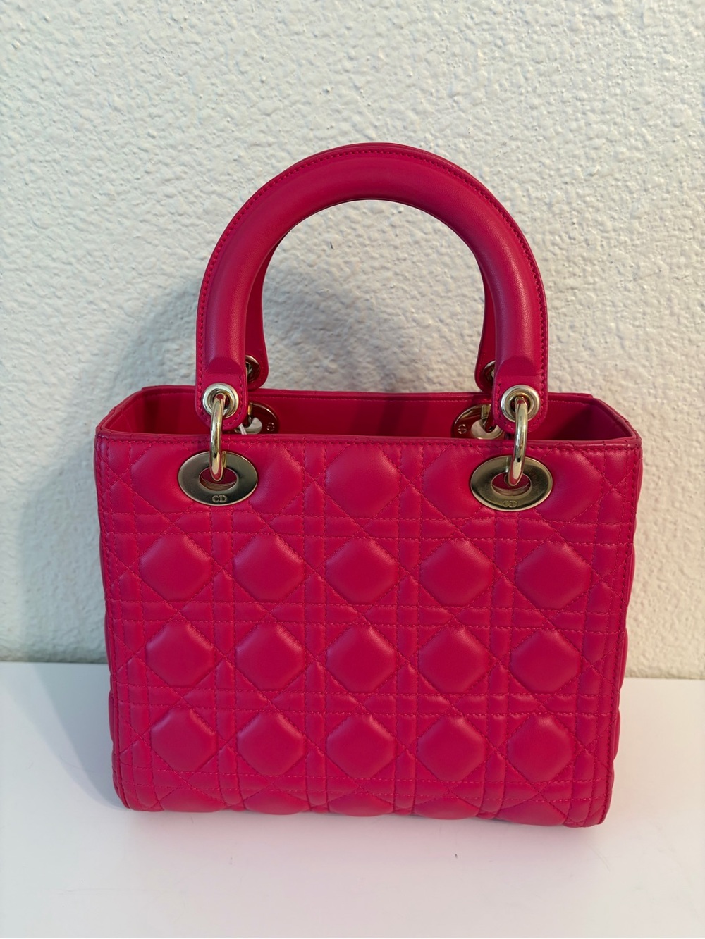 Dior Fuchsia Quilted Lady Dior Mini Top-Handle Bag - Picture 2 of 11